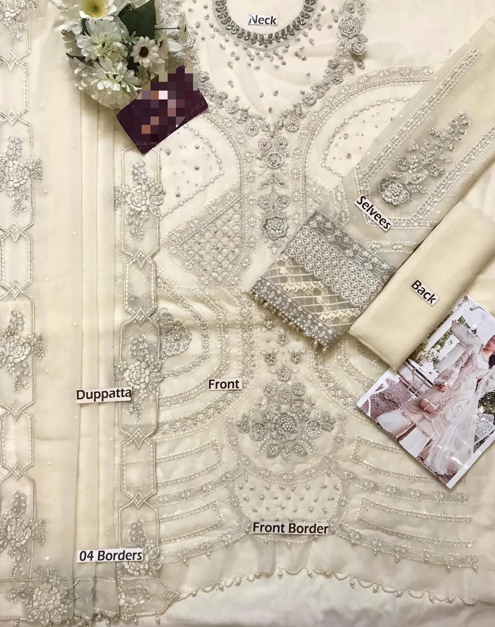 Maria B. Embroidered Chiffon Suit – 03 (Master Replica)
