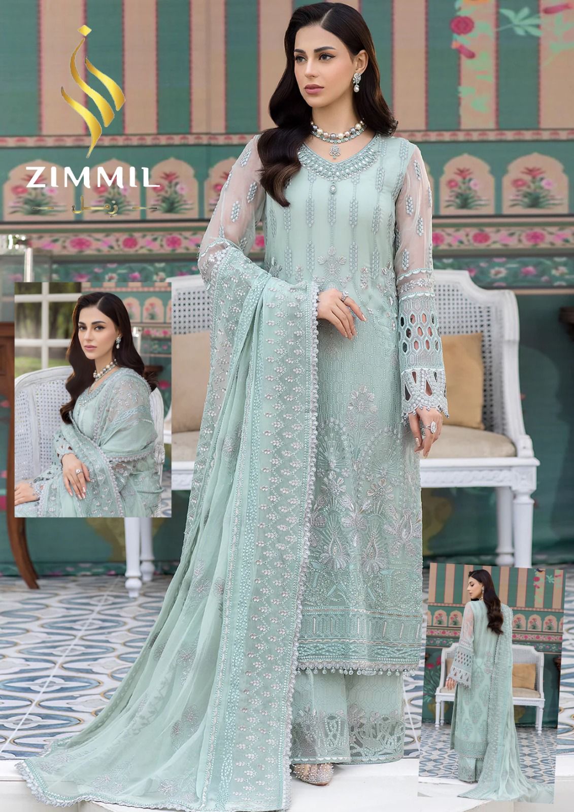 FLOSSIE BRAND (UNSTITCHED ORGENZA 3 PIECE)