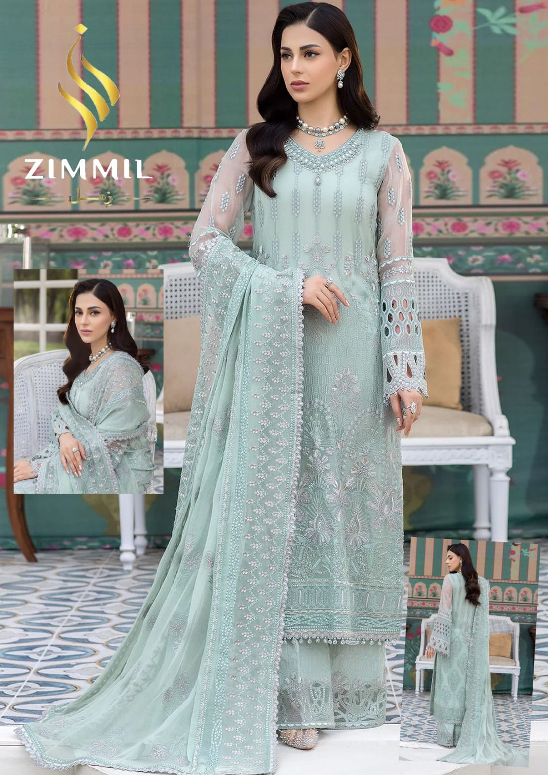 FLOSSIE BRAND (UNSTITCHED ORGENZA 3 PIECE)