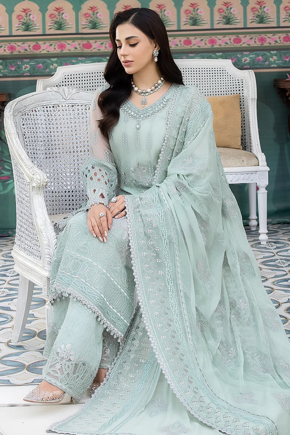 FLOSSIE BRAND (UNSTITCHED ORGENZA 3 PIECE)