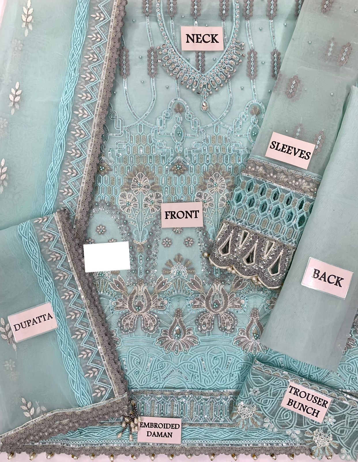 FLOSSIE BRAND (UNSTITCHED ORGENZA 3 PIECE)